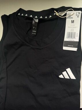 adidas Black Tank Top with White Logo - Men’s M